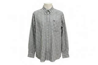 Local Boy Outfitters McNally men's plaid button-down dress shirt, white and gray