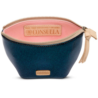 Consuela Medium Tool Kit in Bae, open showing pink interior lining and brand label