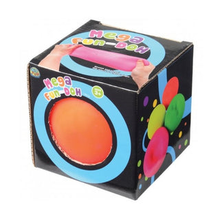Mega Fun-Doh black box with die-cut window revealing orange squishy ball inside