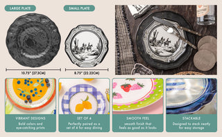 Karma melamine salad plates set of 4 featuring Gothic Cowboy western desert scene design