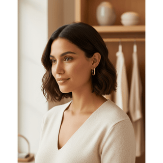 Meridian Eclipse Small Gold Hoop Earrings lifestyle photo