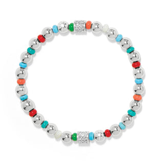 Brighton Meridian Petite Multi Stretch Bracelet with silver beads and colorful enamel accents