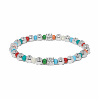 Brighton Meridian Petite Multi Stretch Bracelet with silver beads and colorful accent beads