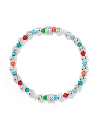 Brighton Meridian Petite Multi Stretch Bracelet with silver beads and colorful enamel rondelles