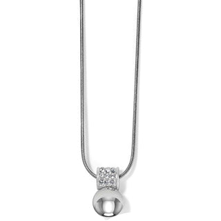 Brighton Meridian Petite silver necklace with crystal-pavé barrel pendant on snake chain
