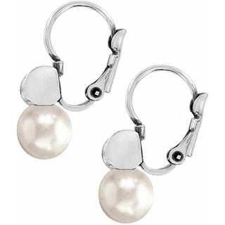 Brighton Meridian Petite Pearl Leverback Earrings in silver with white freshwater pearl drops