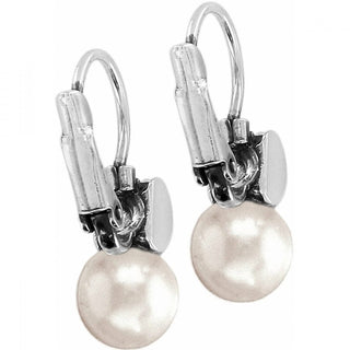 Brighton Meridian Petite Pearl Leverback Earrings in silver with white pearl drops