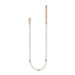 Brighton pearl strand necklace with three gold pavé cylinder stations and lobster clasp