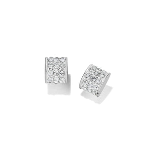 Brighton Meridian Post Earrings in silver with pavé crystal embellishments on cylindrical band