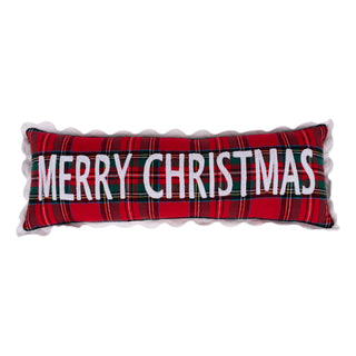 Merry Christmas Plaid Lumbar Pillow