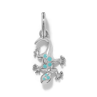 Brighton Mesa Gecko Charm in silver with turquoise enamel dots and crystal accents
