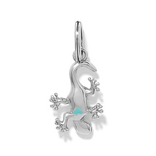 Brighton Mesa Gecko Charm in polished silver with turquoise enamel heart detail
