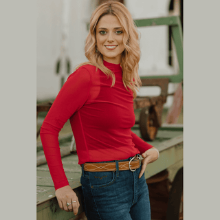 Sterling Kreek Women's Tops Meshed Out Red Top