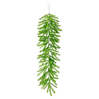 Regency green mini tinsel garland hanging strand with loop for display