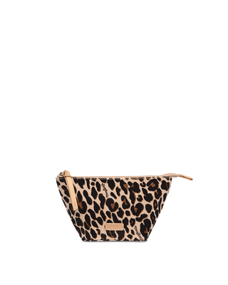 Consuela Mona Medium Tool Kit cosmetic bag in classic leopard print with gold zipper