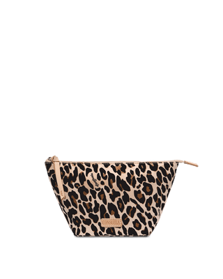 Consuela Mona Medium Tool Kit cosmetic bag in classic leopard print pattern with gold zipper