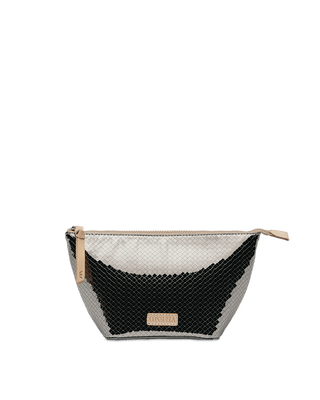 Consuela Mona Medium Tool Kit cosmetic pouch in silver and black snake print pattern