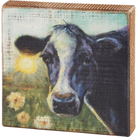 Morning Cow Wooden Sign