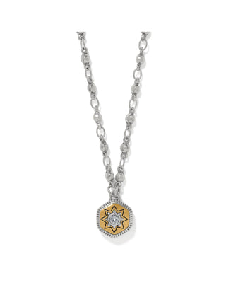 Brighton Mosaic Nova Mini Pendant Necklace with gold star medallion charm on silver chain