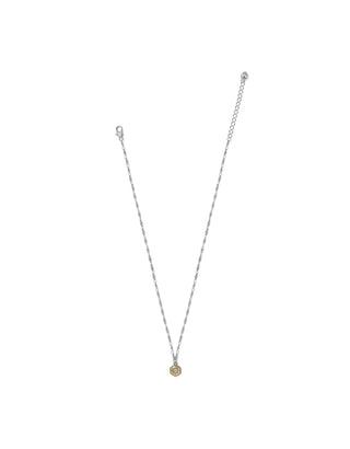 Brighton Mosaic Nova Mini Pendant Necklace in silver and gold two-tone with diamond accent