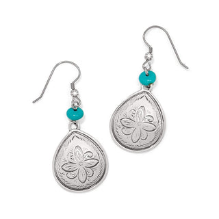 Brighton Women's Earrings Mosaic Turquoise Teardrop French Wire Earrings