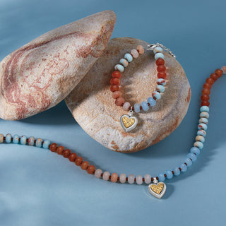 Mosaic Two Tone Heart Beaded Bracelet