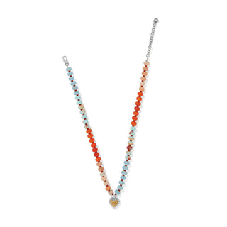 Mosaic Two Tone Heart Beaded Necklace