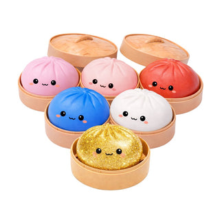 Colorful dumpling-shaped products with cute faces 