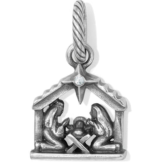 Brighton Nativity Charm in antique silver with star crystal accent and twisted bail