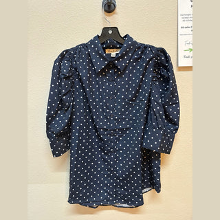 Navy Polka Dot Print Shirt