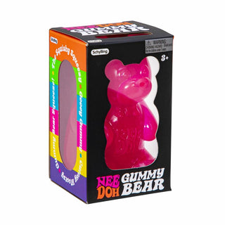 Schylling Nee Doh Gummy Bear pink squishy stress toy in retail box packaging