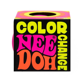 Schylling Color Changing NeeDoh retro packaging box with lime green and hot pink text