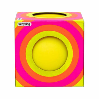 Yellow Color Changing NeeDoh inside Schylling box with die-cut window and concentric circles