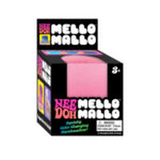 Pastel pink Mello Mallo Needoh sensory toy inside black packaging box