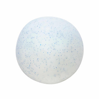 Schylling Snow Ball Crunch sensory toy, white sphere with blue speckled texture on white background