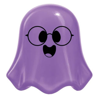 Purple ghost-shaped Needohween Baby Boos squishy toy with round glasses and surprised face
