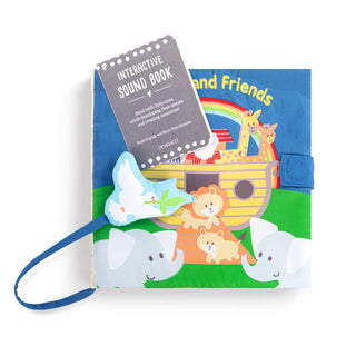 Demdaco Noah and Friends interactive sound book with dove teether toy and hang tag