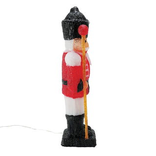 Enesco red and black nutcracker soldier LED figurine with gold staff