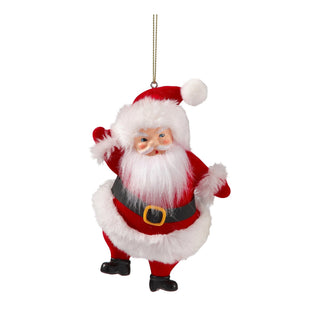 Regency retro Santa Claus hanging ornament with fluffy white beard and red suit