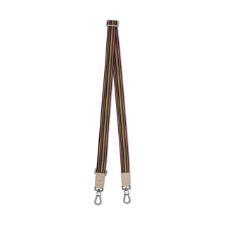 Consuela Olivo Webbing Slim Crossbody Strap with striped pattern and metal hardware
