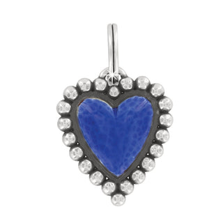 Brighton One Heart Love Charm with blue center stone and crystal border