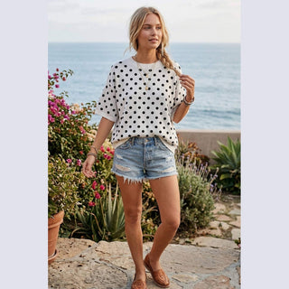 Oversized Polka Dot Sweater Top
