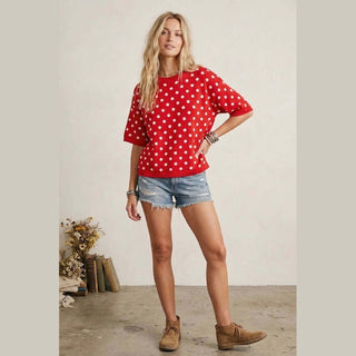 Oversized Polka Dot Sweater Top