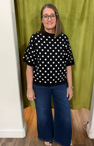 Oversized Polka Dot Sweater Top