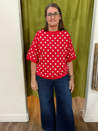 Oversized Polka Dot Sweater Top