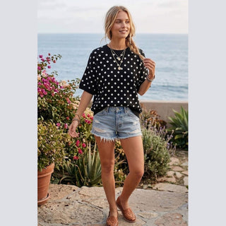 Oversized Polka Dot Sweater Top