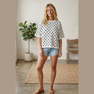 Oversized Polka Dot Sweater Top