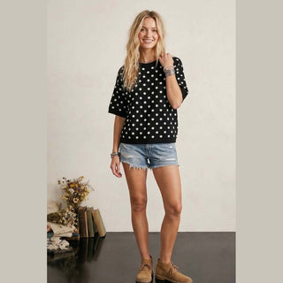 Oversized Polka Dot Sweater Top