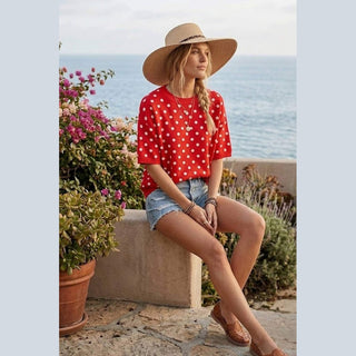 Oversized Polka Dot Sweater Top