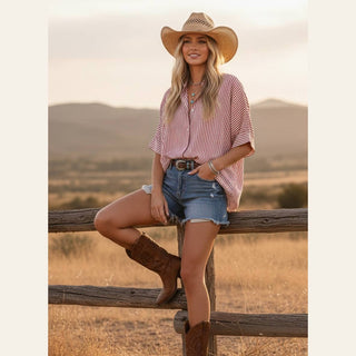 Oversized Short Sleeve Button Down Shirt